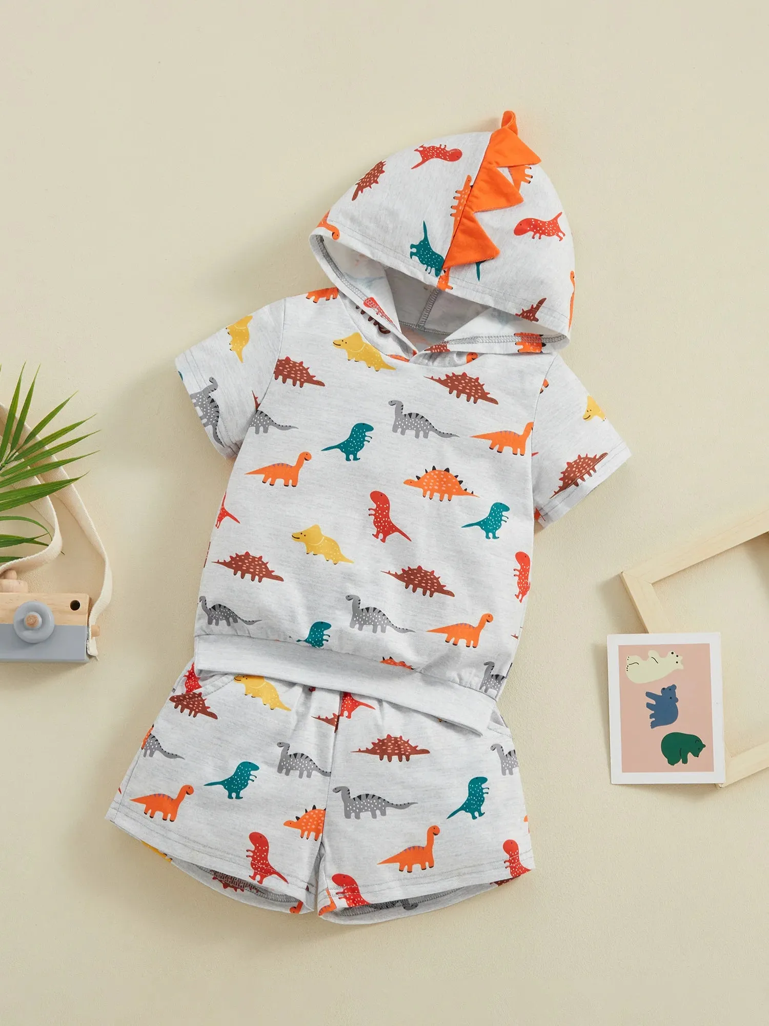 1-6Y Summer Kids Boy Cartoon Print Clothing Set