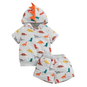 1-6Y Summer Kids Boy Cartoon Print Clothing Set