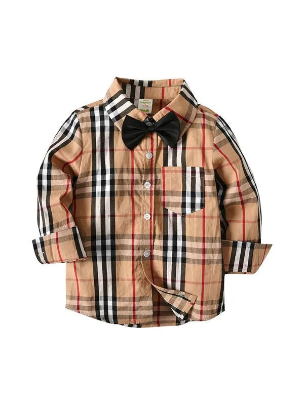 4-piece Outfit Sets Striped Shirt Jeans Belt Bowtie Set Long-sleeve Top For Toddlers Boys
