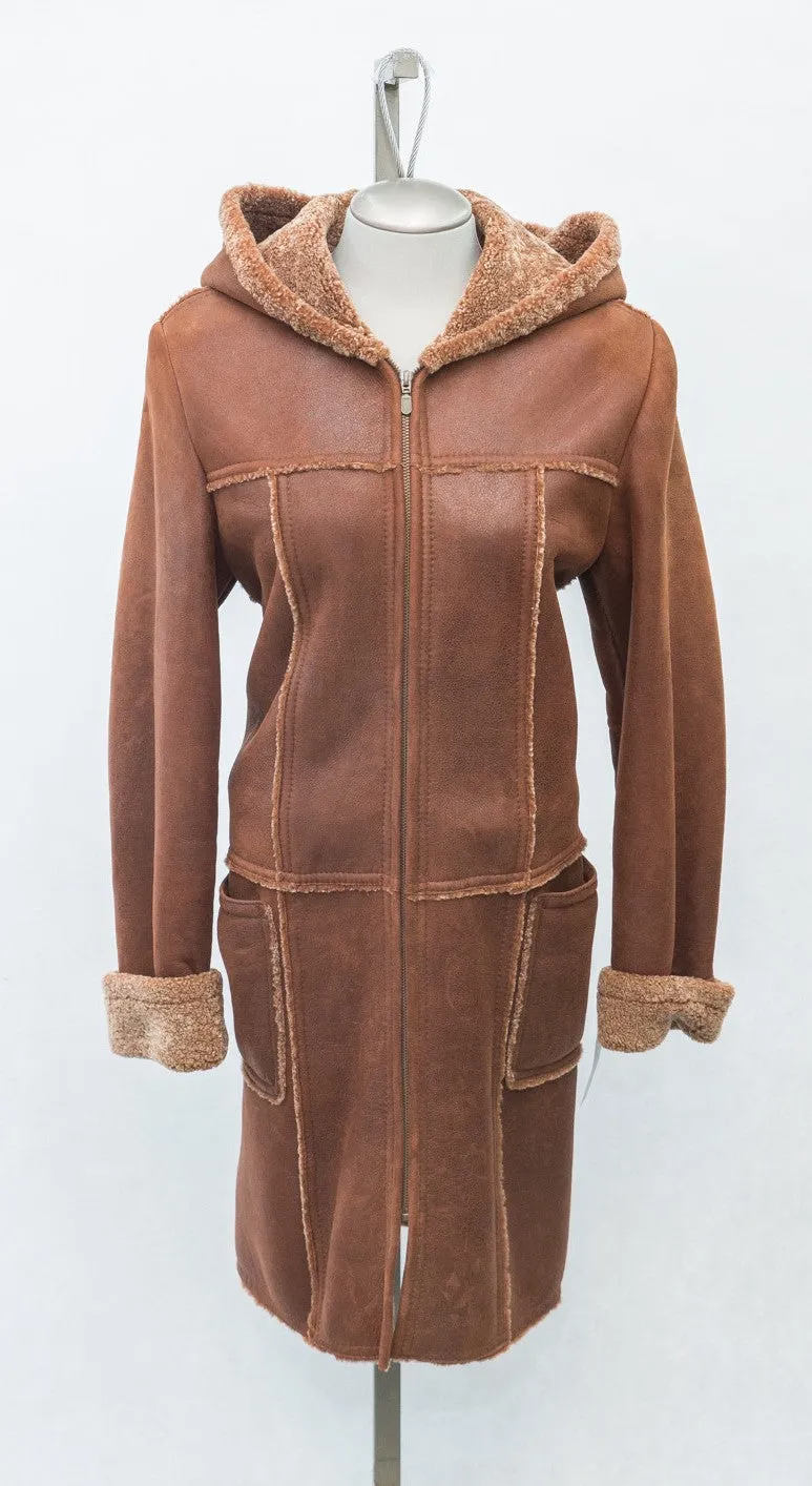 5947 Clearance - Cognac Snowtop Shearling w/Non-Detachable Hood - Size 12