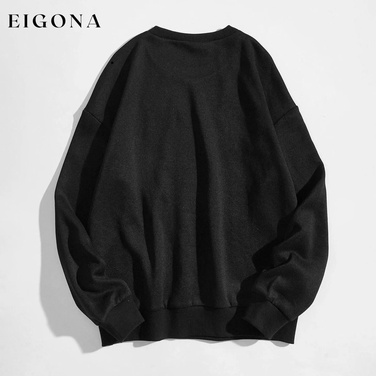 Angel and Letter Graphic Oversized Thermal Sweatshirt