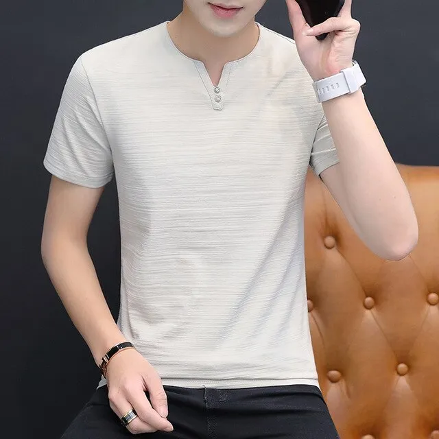 Belbello 2019 New Short Sleeves Men's self-cultivation Selling well Men's Half Sleeve T-shirt Pure color Men's short T-shirt