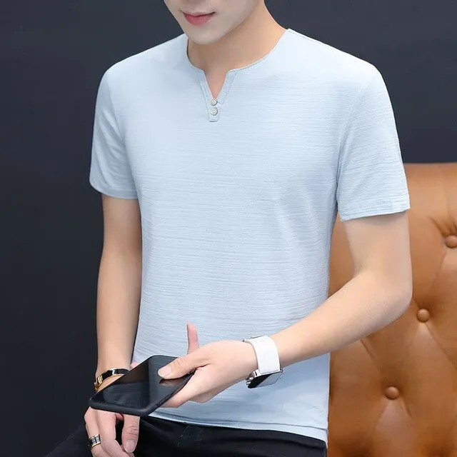 Belbello 2019 New Short Sleeves Men's self-cultivation Selling well Men's Half Sleeve T-shirt Pure color Men's short T-shirt