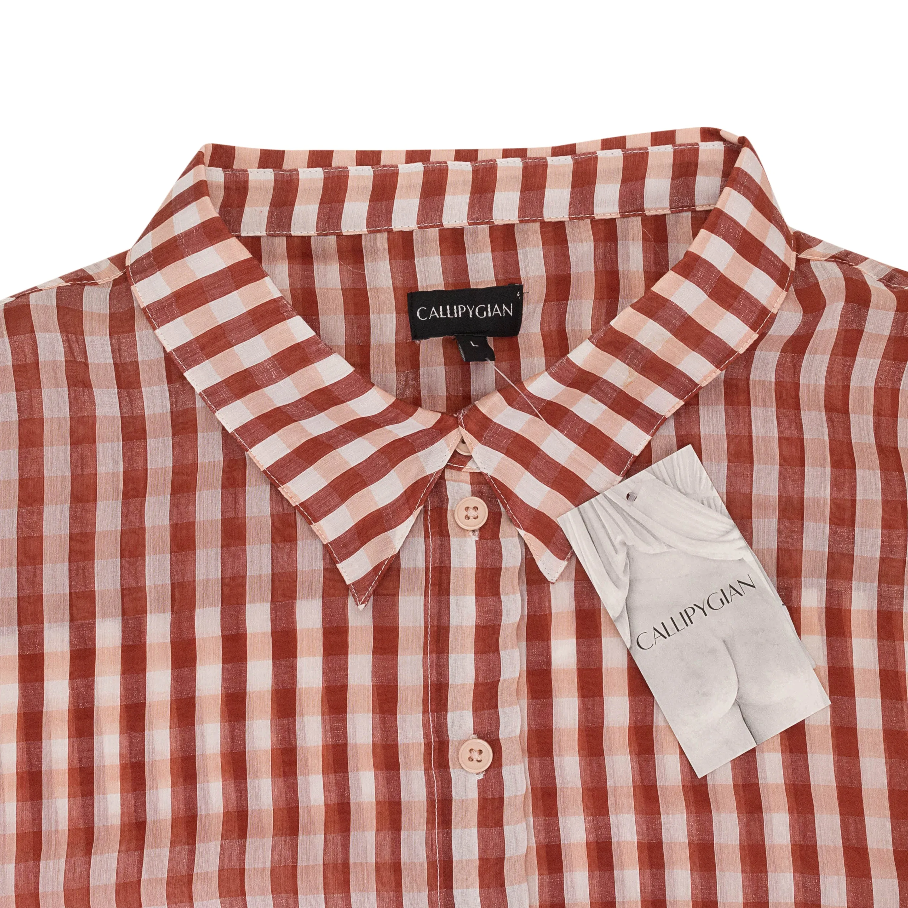 CALLIPYGIAN GINGHAM OVER SHIRT RUST BUTTON-UP