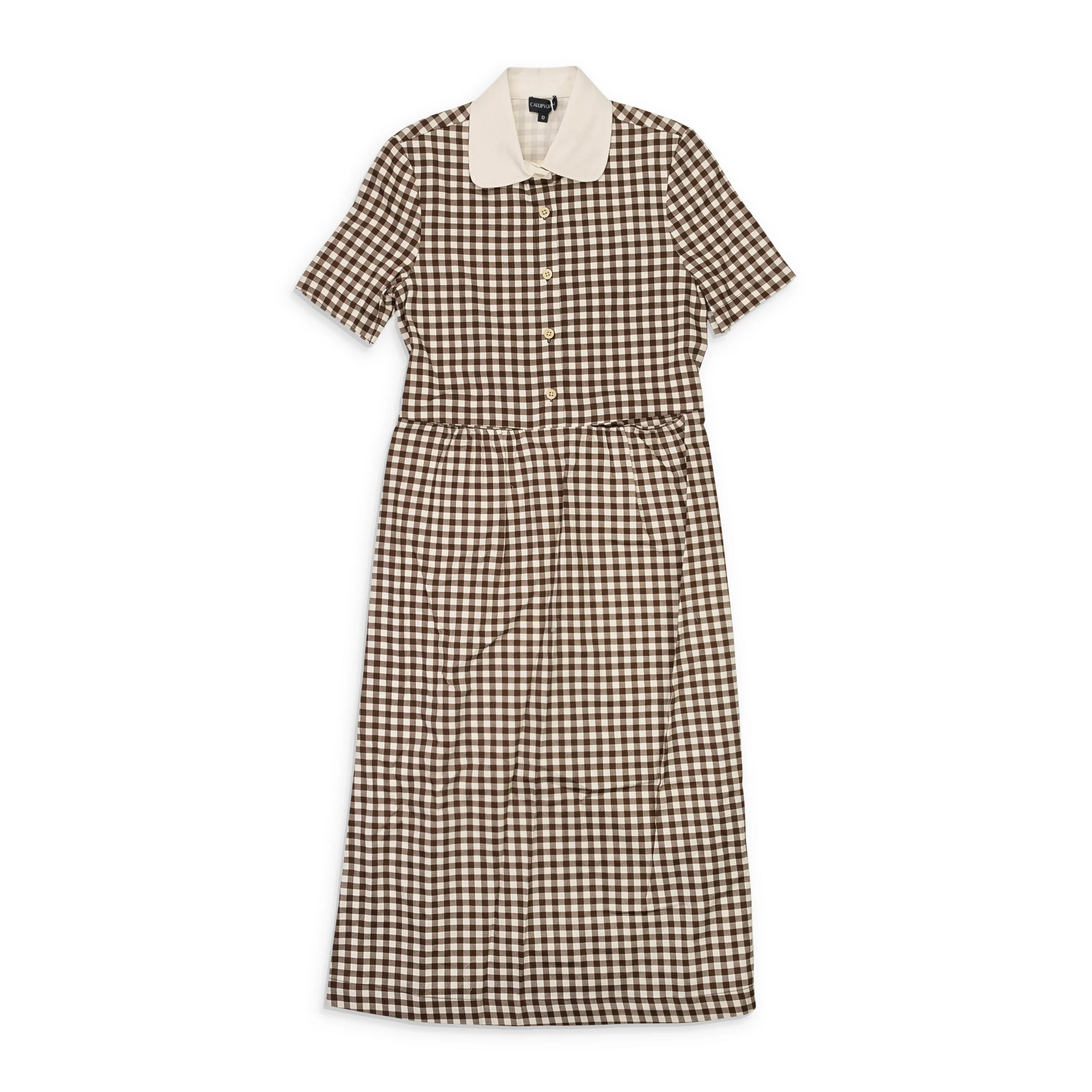CALLIPYGIAN GINGHAM POCKET BROWN SUN DRESS