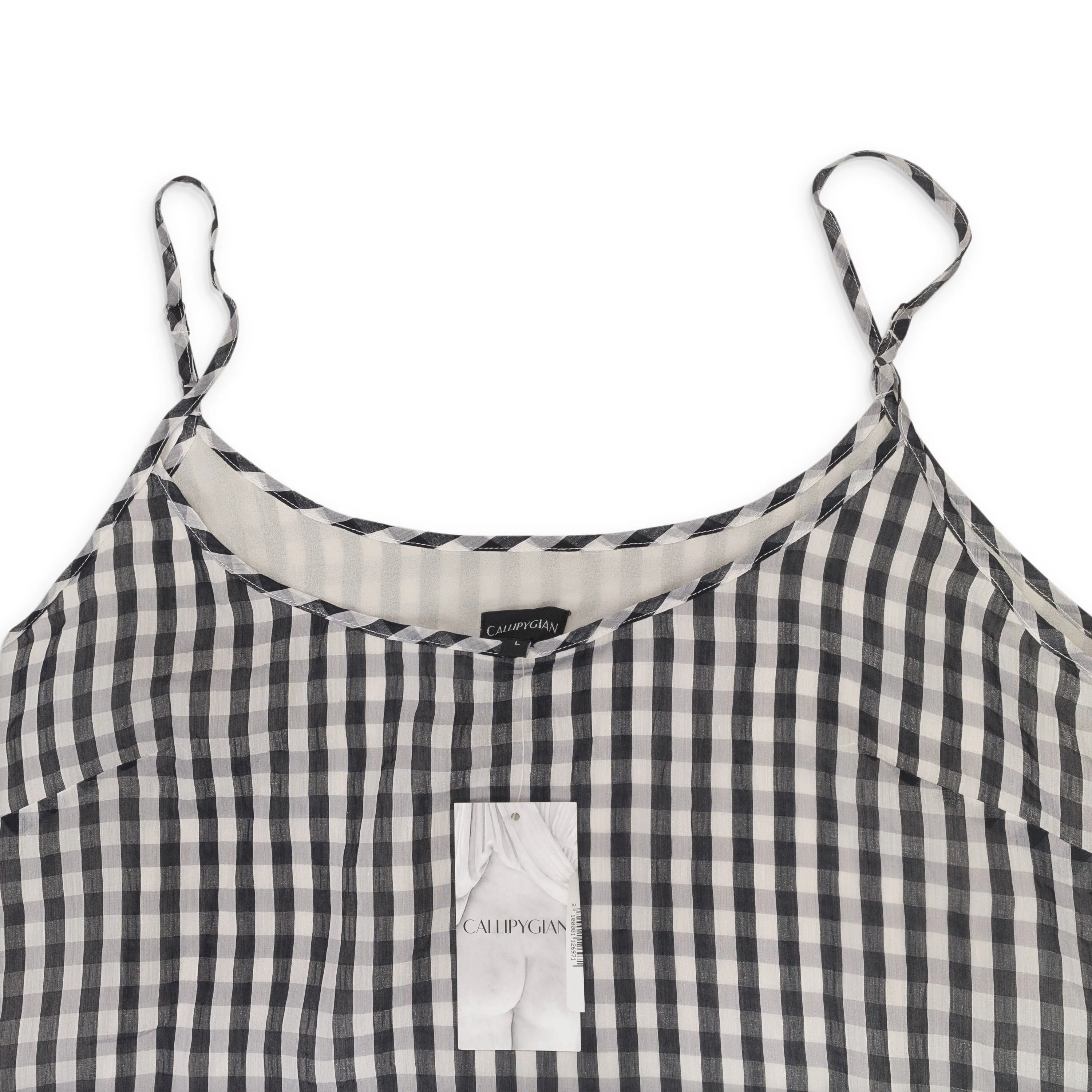 CALLIPYGIAN GINGHAM WHITE BLACK CAMI DRESS