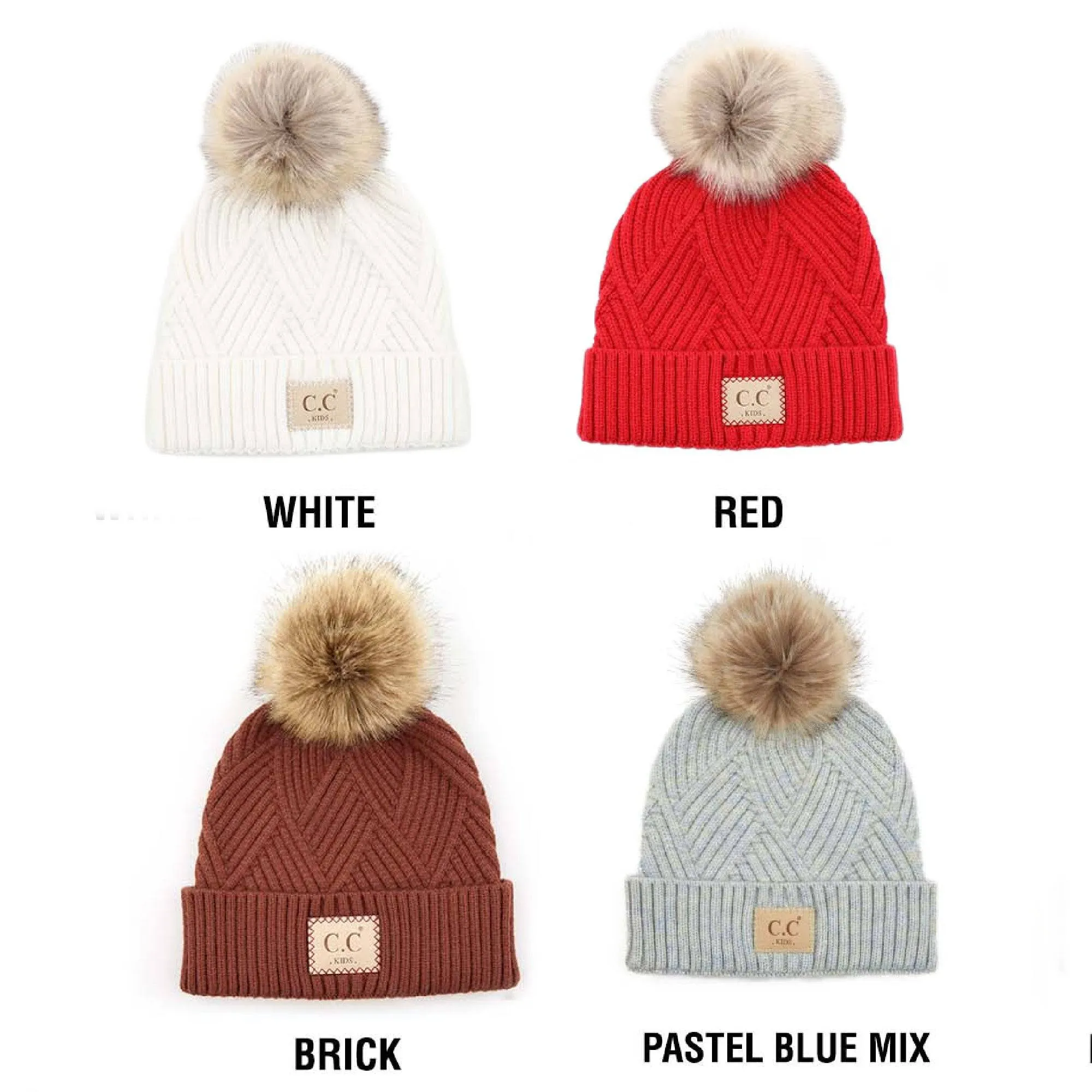CC Brand Kids Criss-Cross Suede Patch Beanie