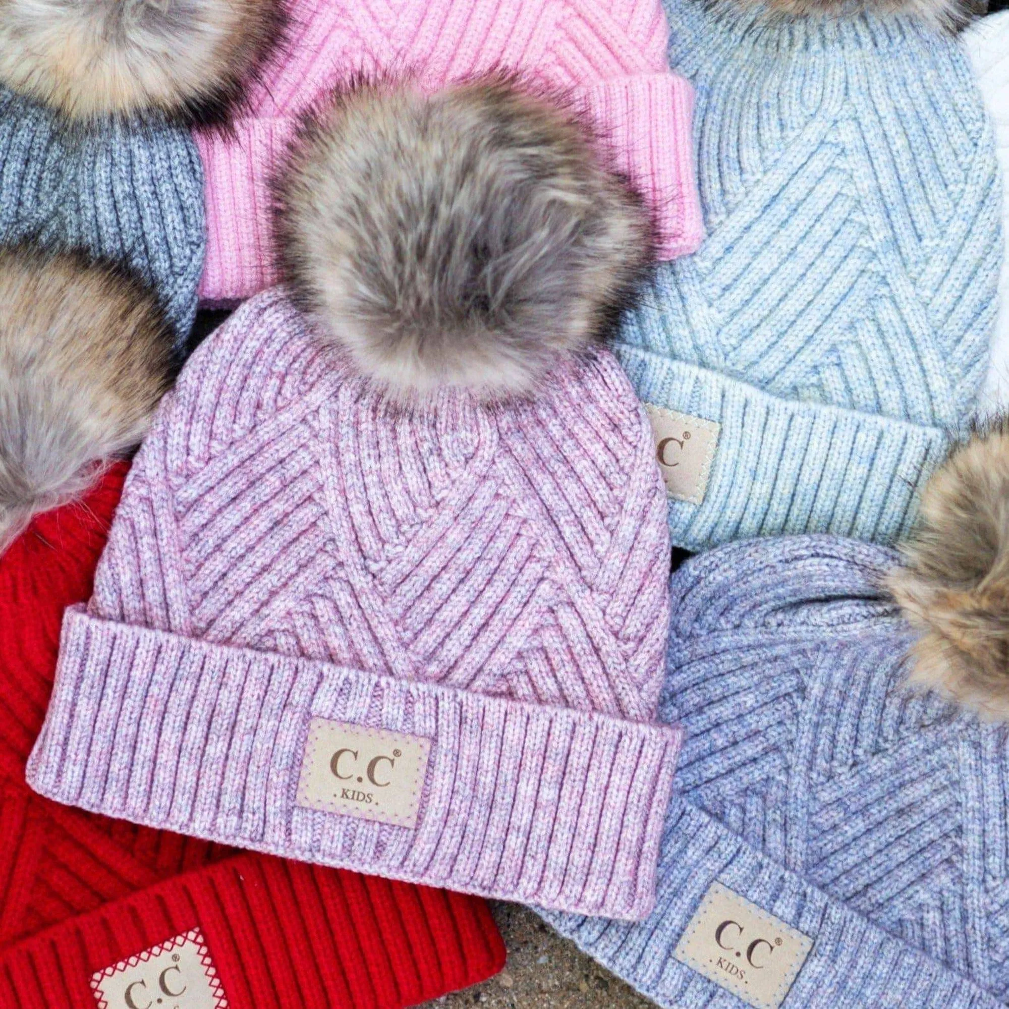 CC Brand Kids Criss-Cross Suede Patch Beanie