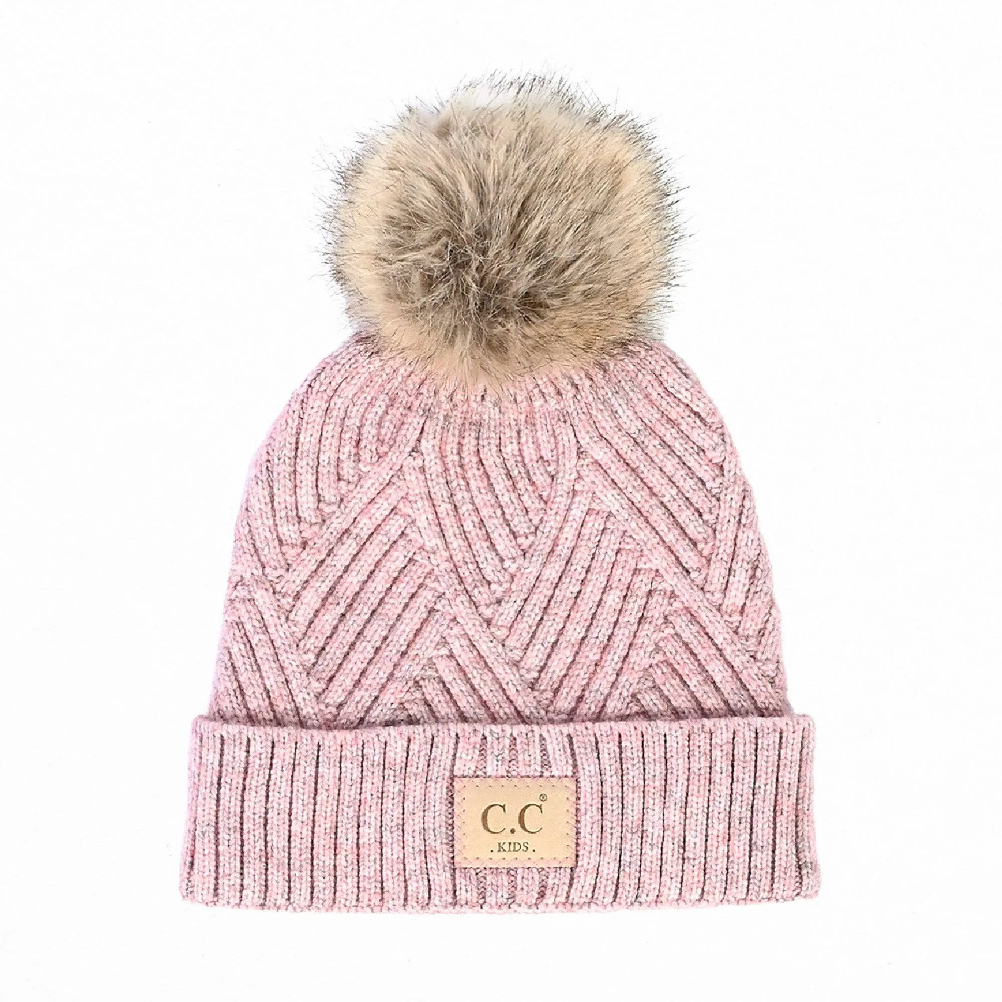 CC Brand Kids Criss-Cross Suede Patch Beanie
