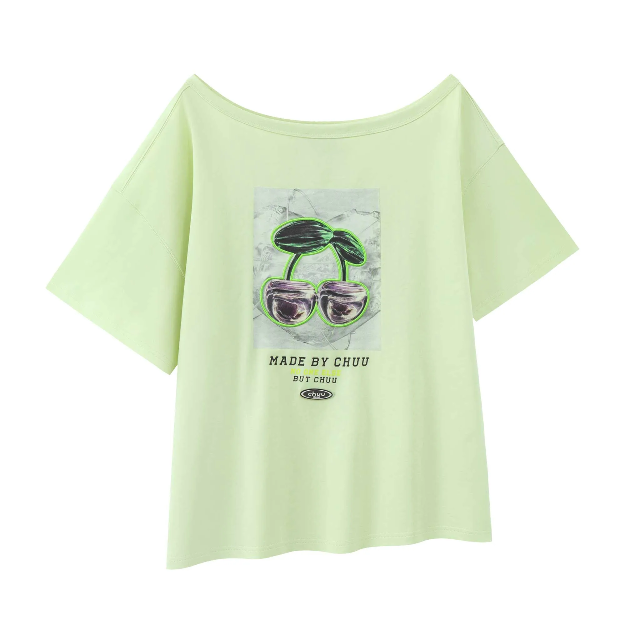 Cherry Off-Shoulder Wide T-Shirt