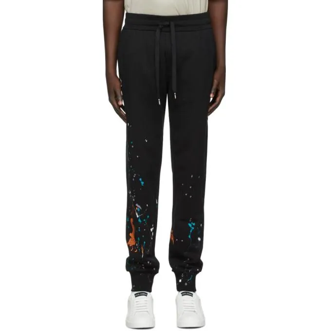 Dolce and Gabbana Black Paint Splatter Lounge Pants