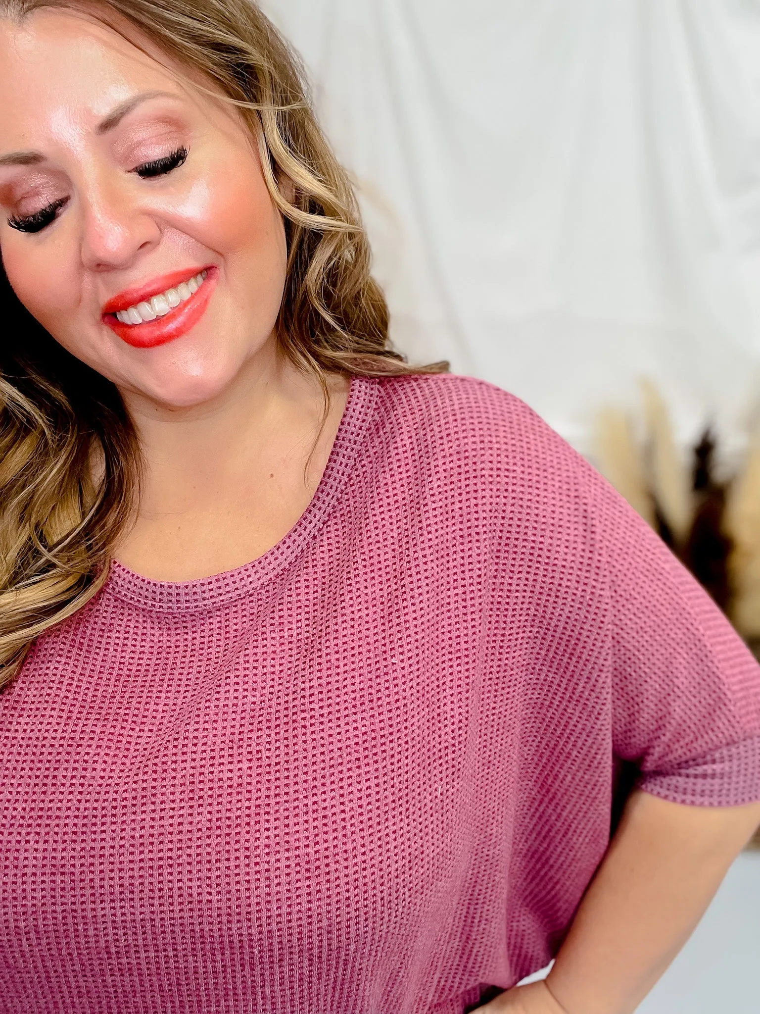 Dolman Sleeve Thermal Top in Wine FINAL SALE