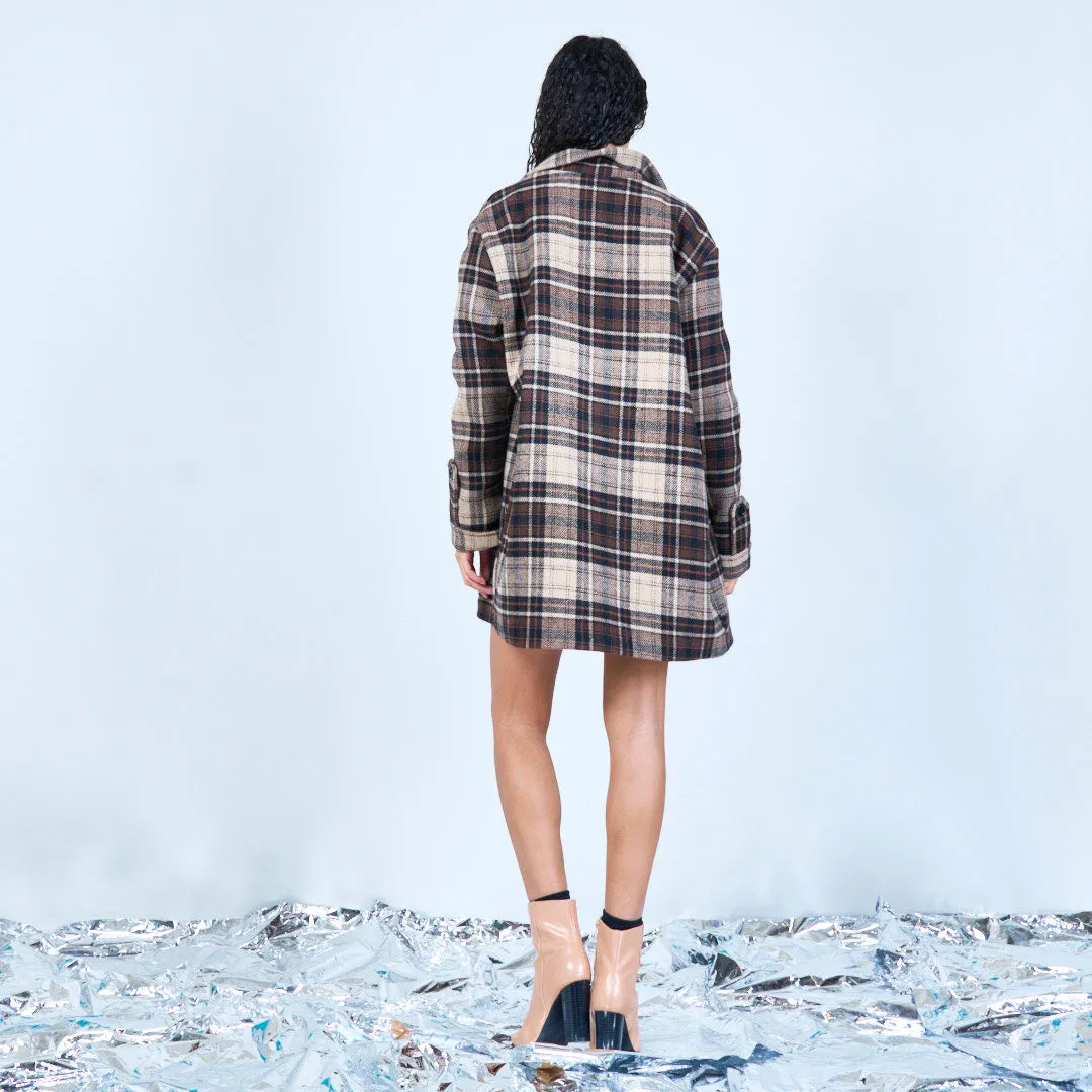 Double-breasted plaid wool coat wholesale