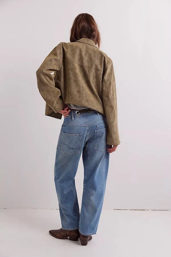 MOXIE PULL-ON BARREL JEANS - TRUEST BLUE