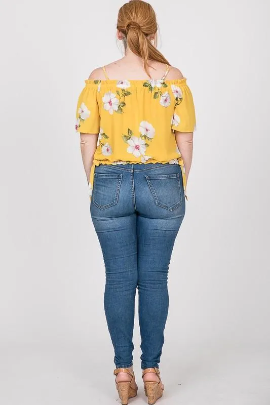 Pre-Order Big Flowers Off-Shoulder Top