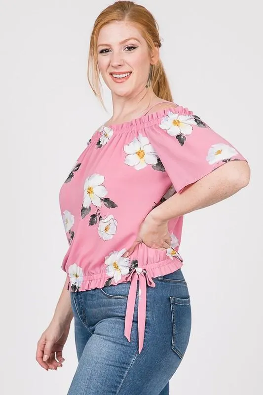 Pre-Order Big Flowers Off-Shoulder Top