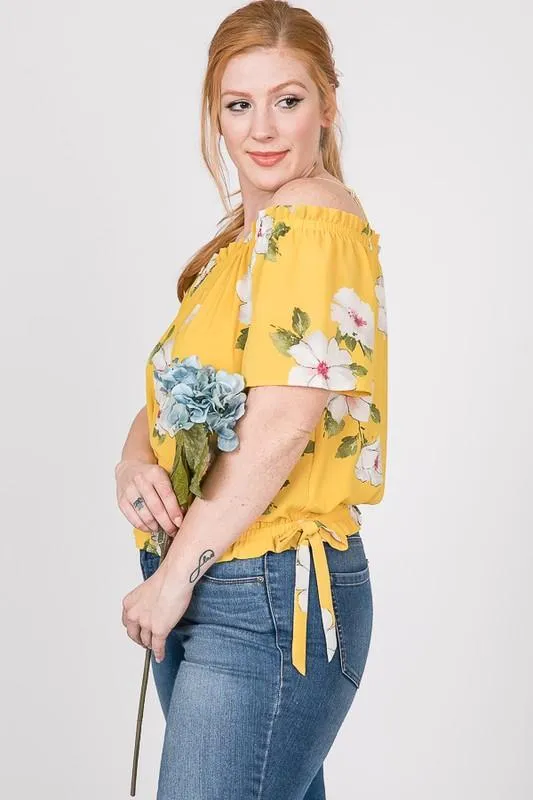 Pre-Order Big Flowers Off-Shoulder Top