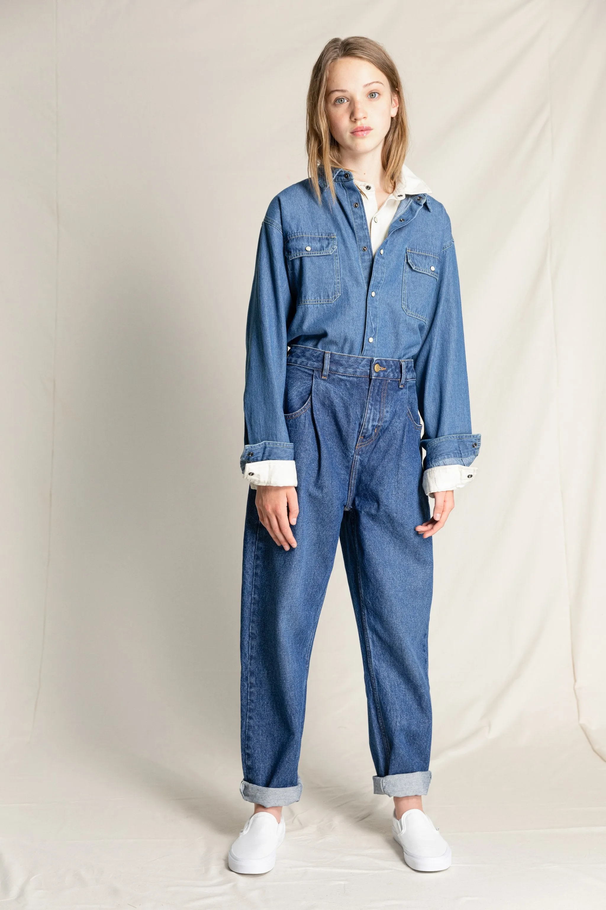 SOLANGE Medium Blue - Slouchy Fit Jeans