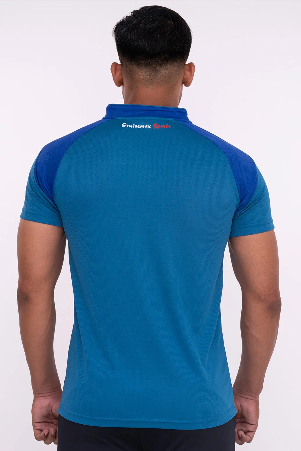 Stand Neck Semi Collar T-Shirts Firozi Royal Blue (D)