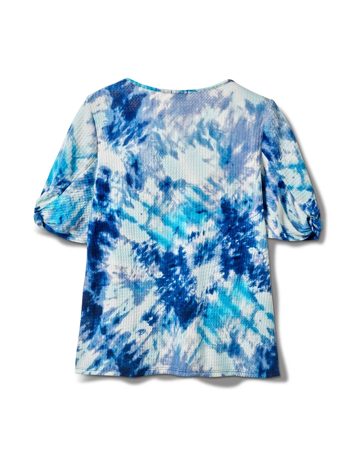 Tie Dye Twist Sleeve Thermal Knit Top