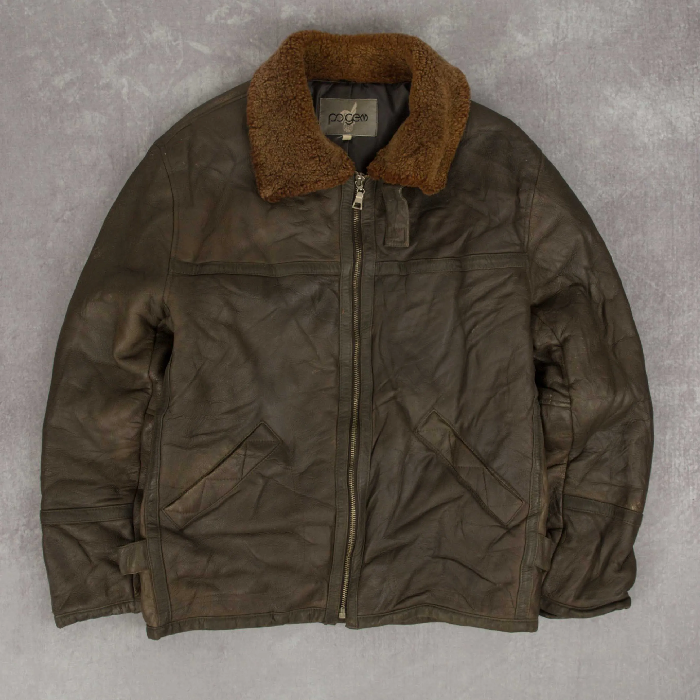 WOMEN'S VINTAGE 1980S SHEARLING LEATHER JACKET - MEDIUM