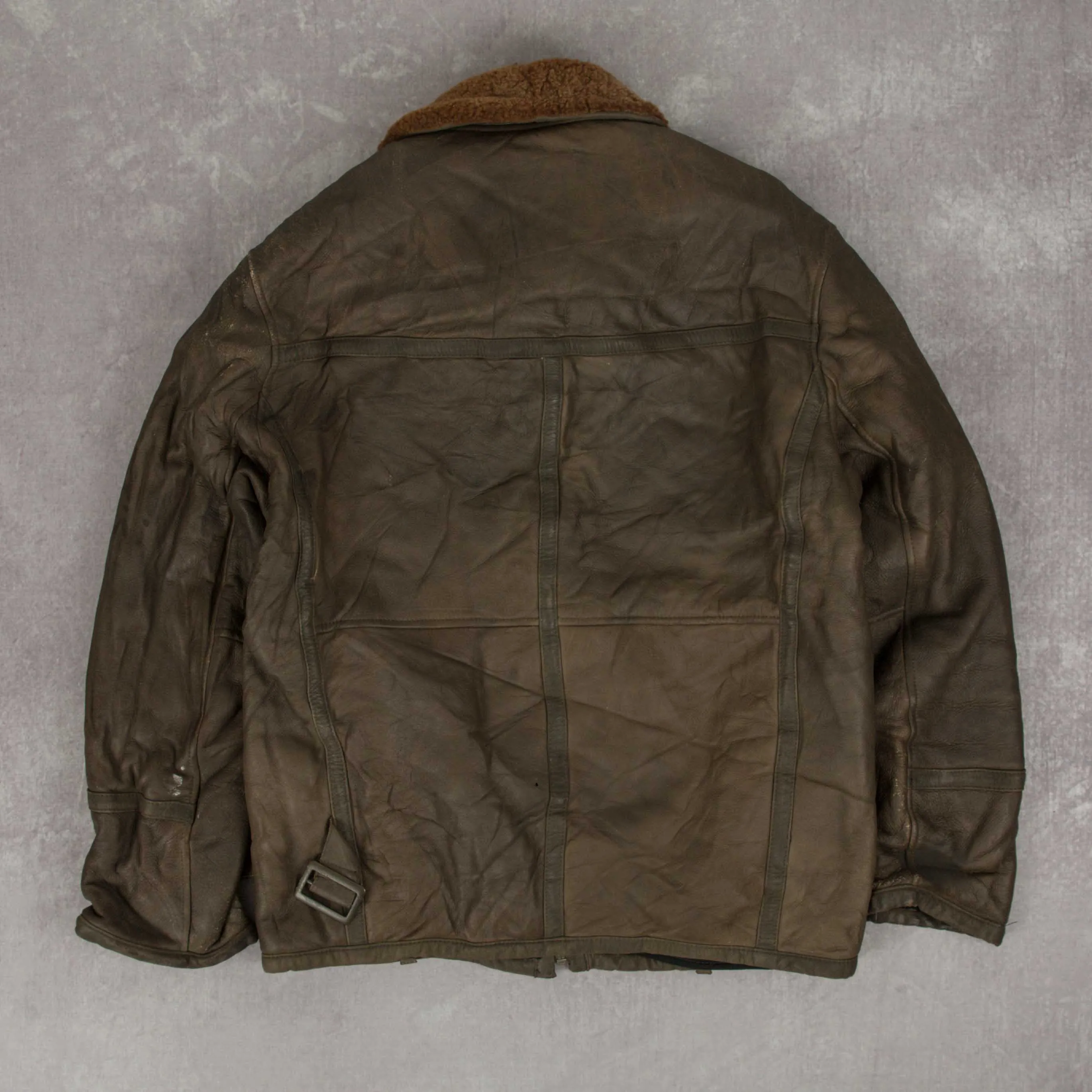 WOMEN'S VINTAGE 1980S SHEARLING LEATHER JACKET - MEDIUM